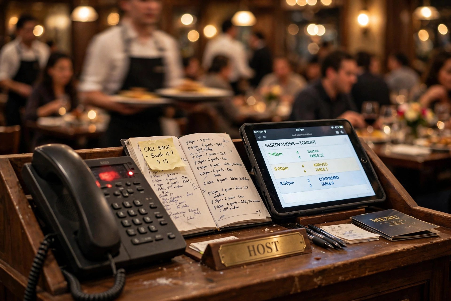 The most expensive sound in the restaurant business: the phone ringing at the host stand while every hand is carrying plates.
