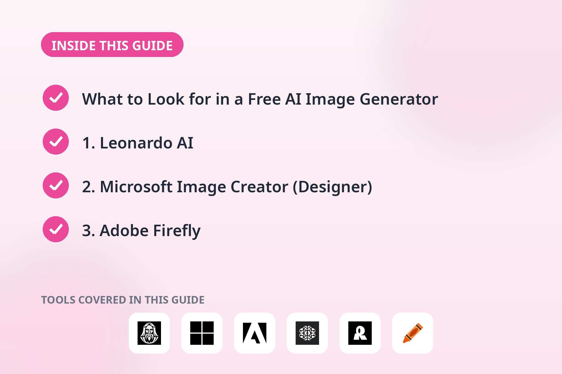 Inside this guide: the key sections covered and the tools compared.