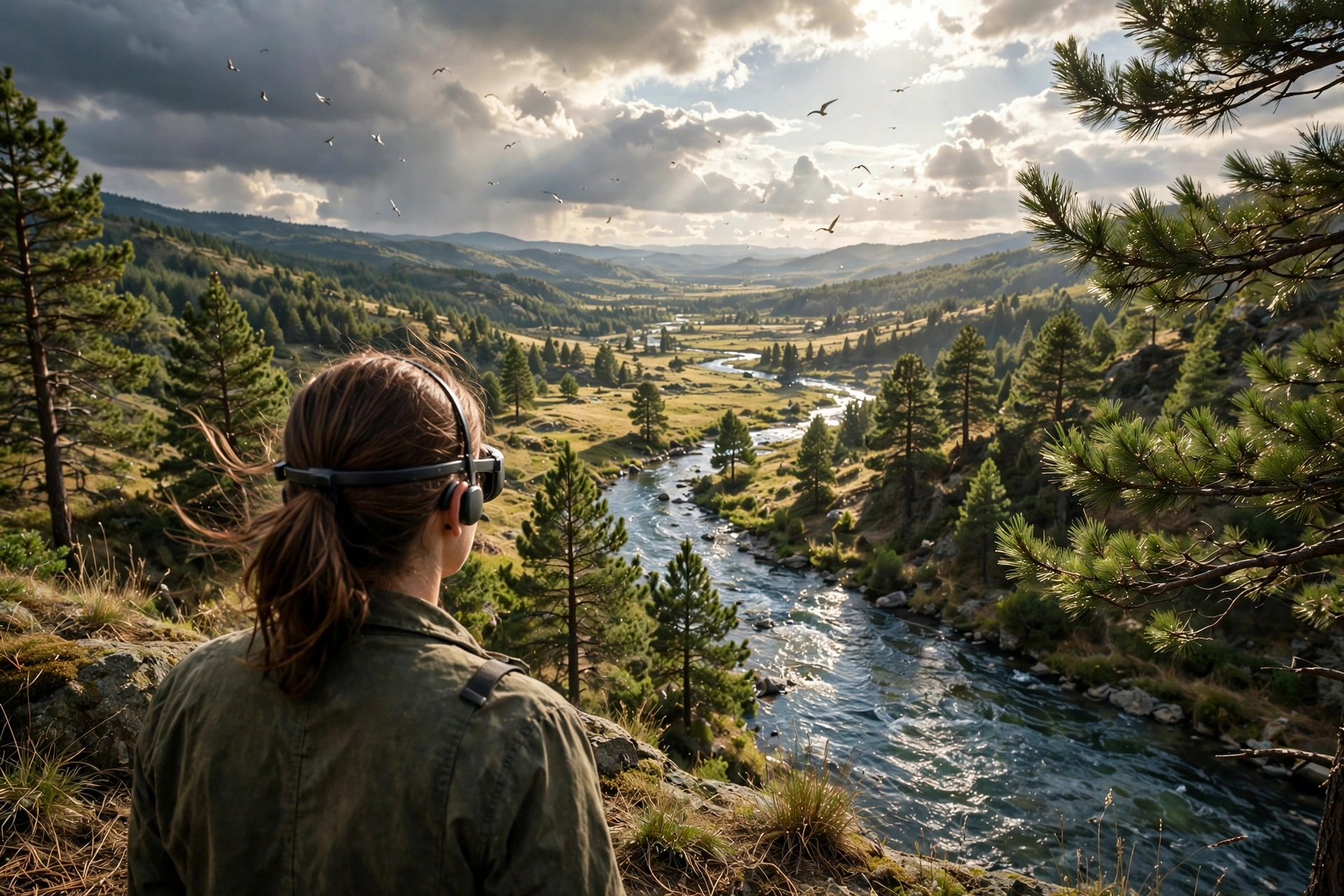 Stepping into a generated world: Genie 4 builds explorable, photorealistic scenes in real time (illustration).