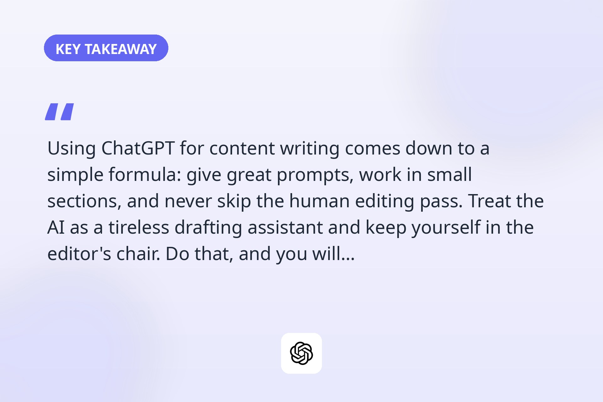 The key takeaway from this guide.