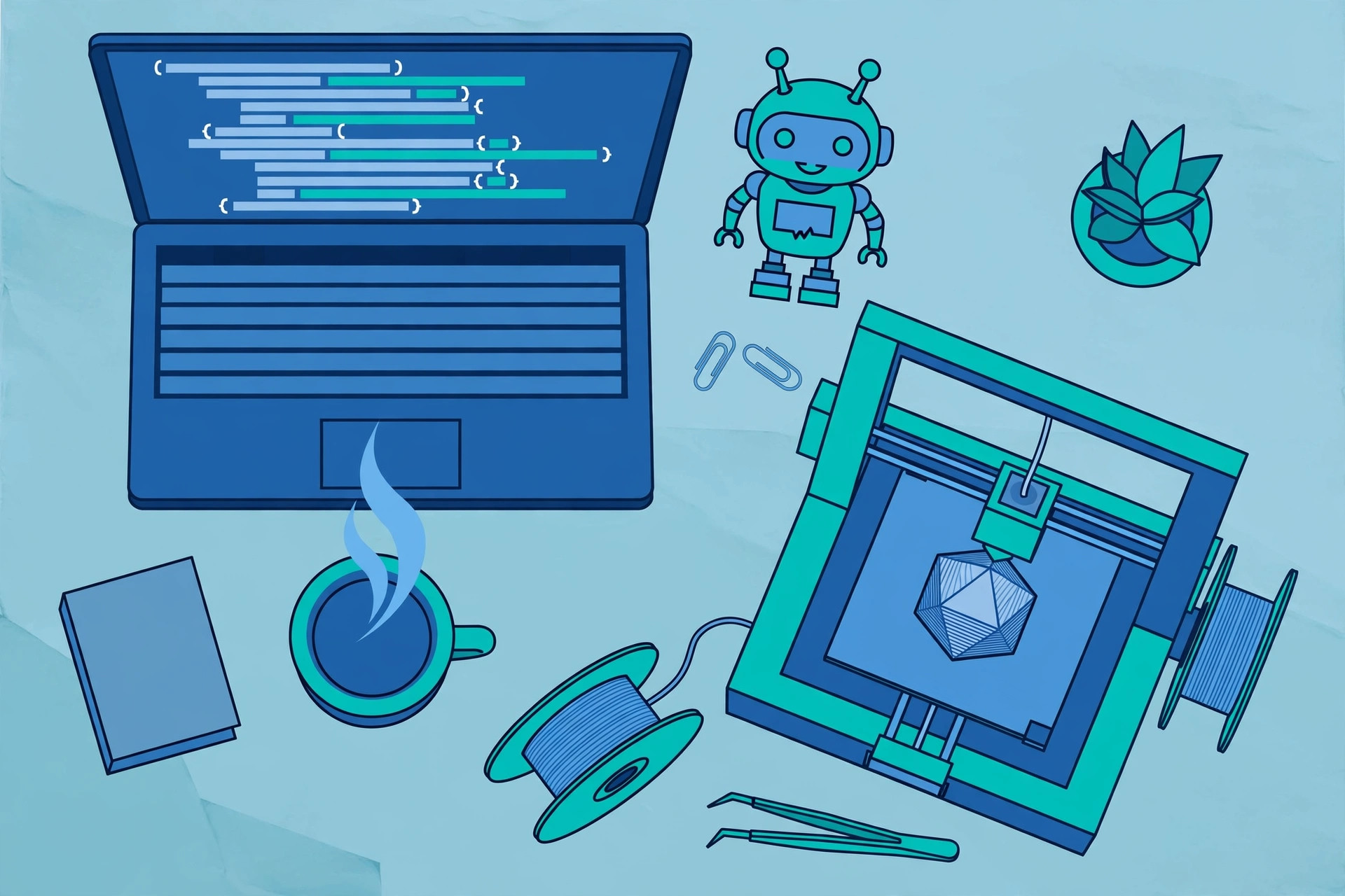 A developer workspace with AI-assisted coding and 3D creation — the two jobs Kimi K3.1 Pro targets.